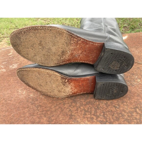 TONY LAMA Mens Boots 8.5 D Gray All Leather Ropers Cowboy Western 7703M Vintage - Picture 8 of 12